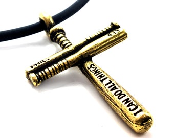 Baseball Bat Cross SMALL (clbfinishes) Necklace Special Color Finish
