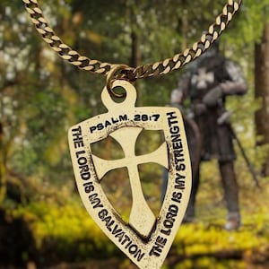 Cross Shield Special Gold Color Finish Pendant Gold Chain Necklace (aa7g-gch)