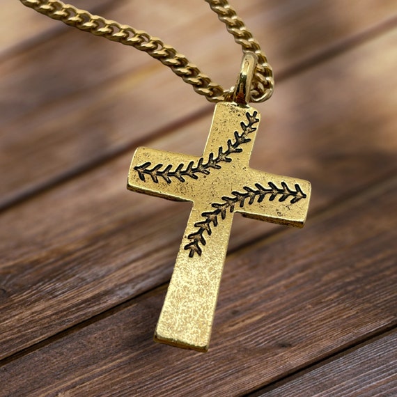 Gold baseball cross chain best sale
