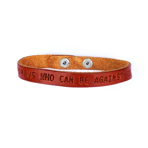 Pulsera Estampada Si Dios Es Para Nosotros Pulsera De Cuero Genuino