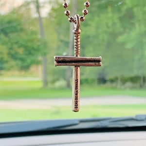 Car Charm Philippians 4:13 I can do all things Baseball Bat Cross Bundle (ccscbb)