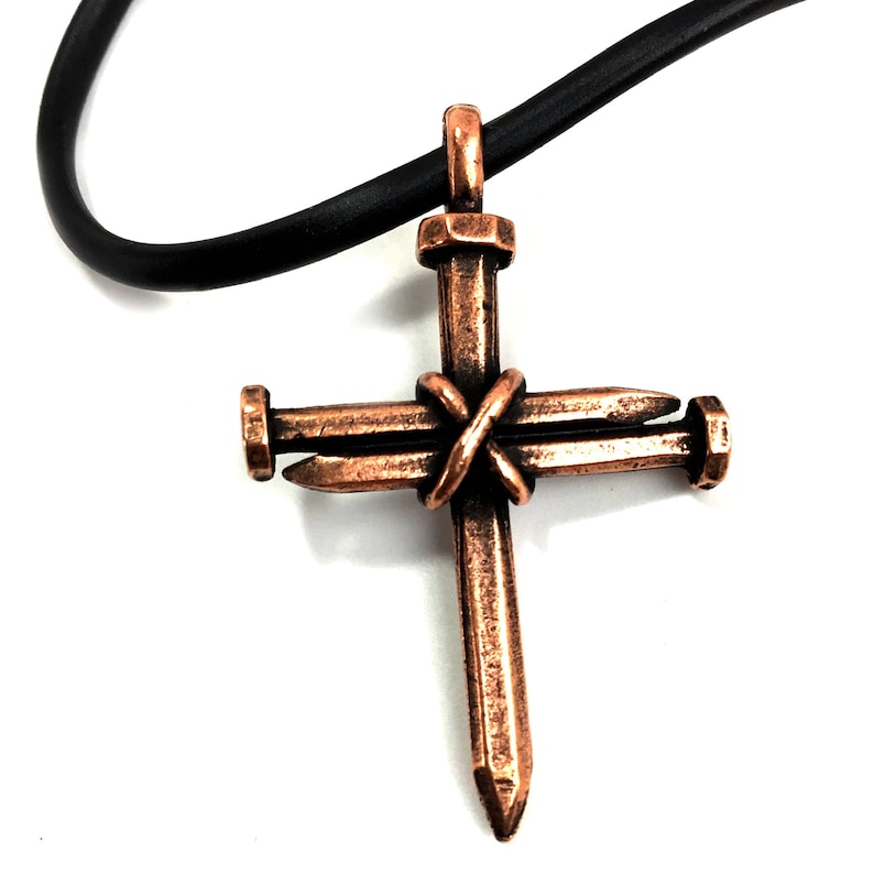 Christian Nail Wire Wrapped Cross Necklace in Vintage Copper Etsy