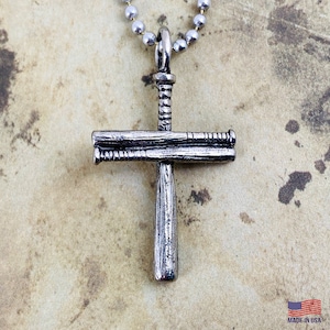Baseball Bat Cross (cld) Small Plain Necklace Small