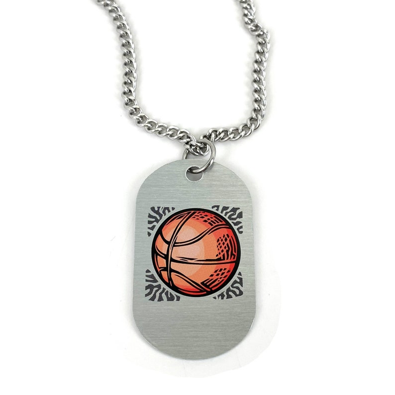 Basketball Mini Dog Tag Necklace on Chain stk2chain Etsy