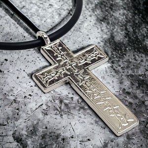 Thorns Cross Rhodium Metal Finish Pendant (and6rhd) Black Cord Necklace