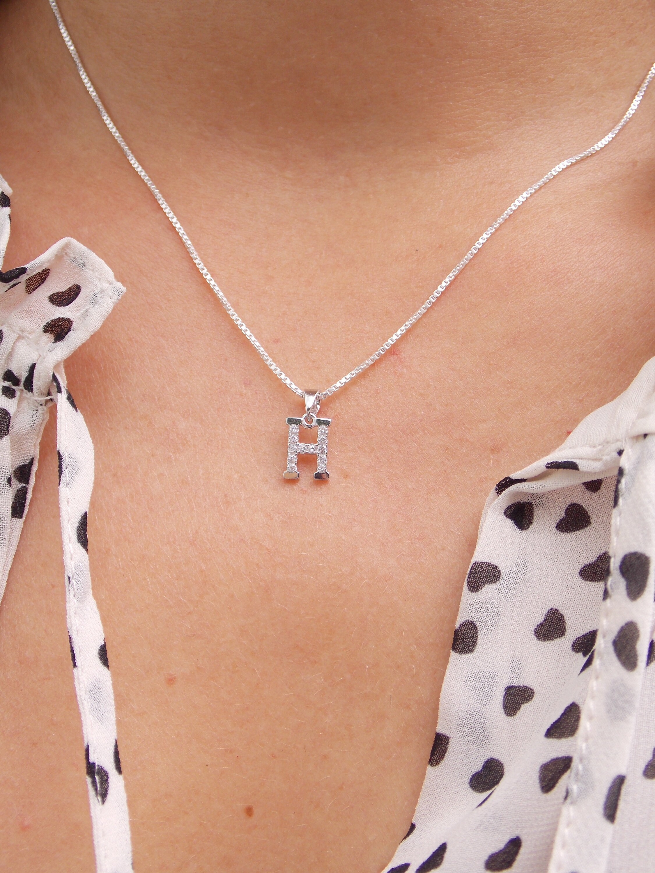 Initial H Necklace Letter H Letter H 