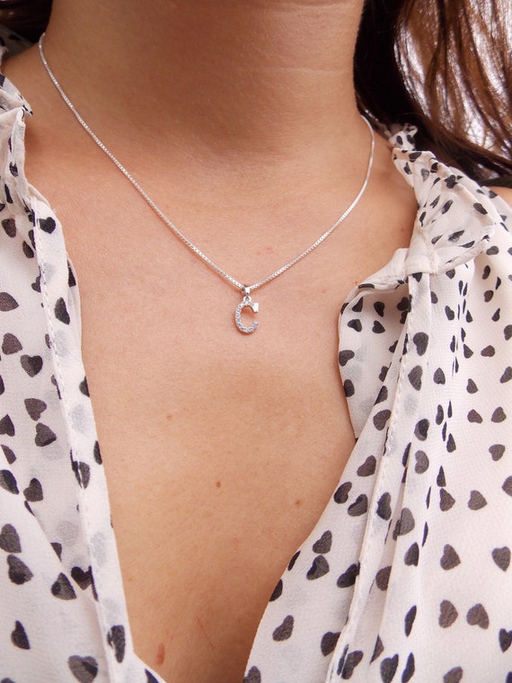 Letter C Necklace, Monogram 