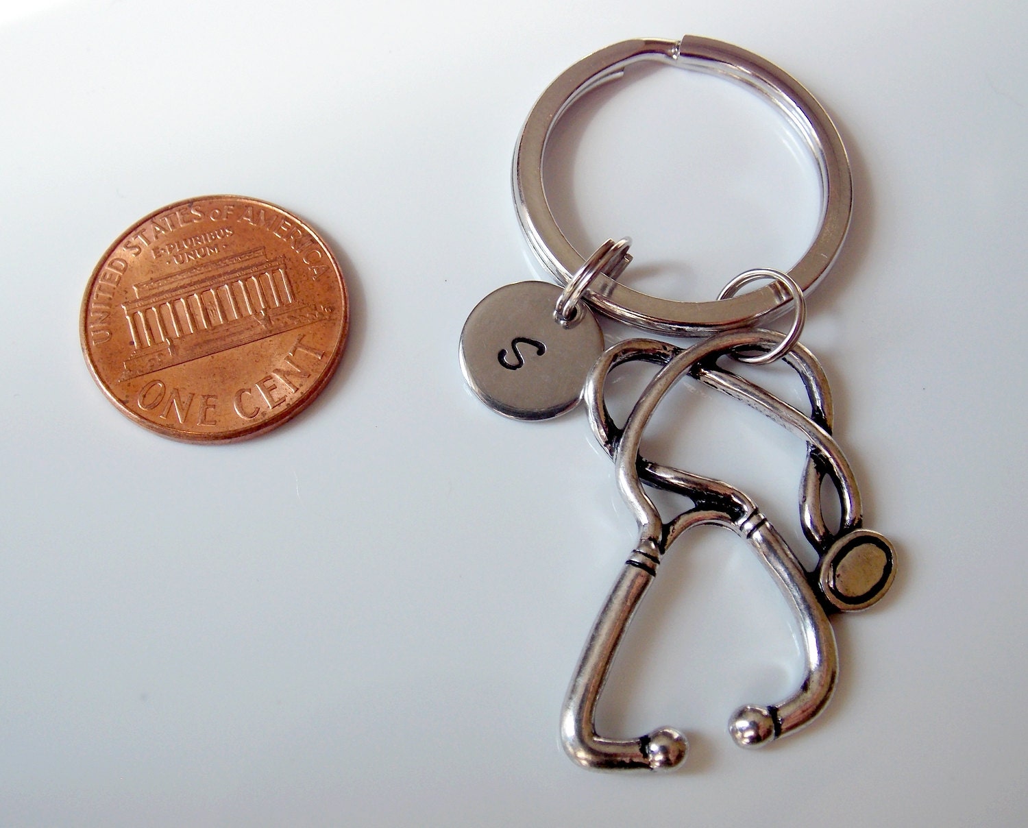 Silver Stethoscope Keychain Medical Keychain Nurse Gift Etsy