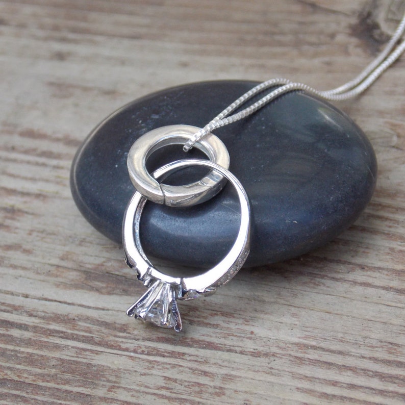 Charms Holder Necklace Sterling Silver Ring Necklace Holder Wedding Ring Holder Stampsink Ring Holder Necklace Necklace Ring Holder