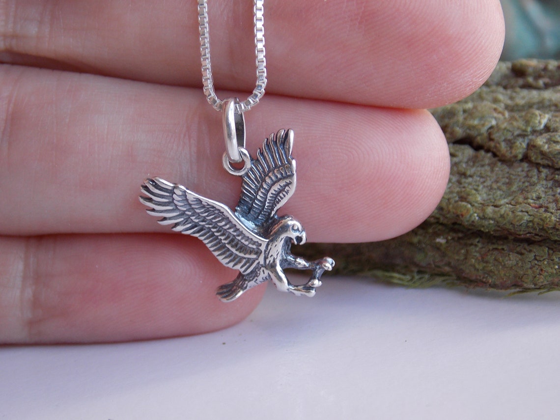 Eagle Necklace Silver Eagle Charm Silver Necklace Eagle Etsy Canada