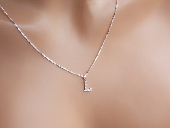 Initial L Necklace, Letter L, Letter L Necklace, Monogram L, Letter L Pendant, L Charm, L Jewelry, Alphabet, Cubic Zirconia, Stampsink