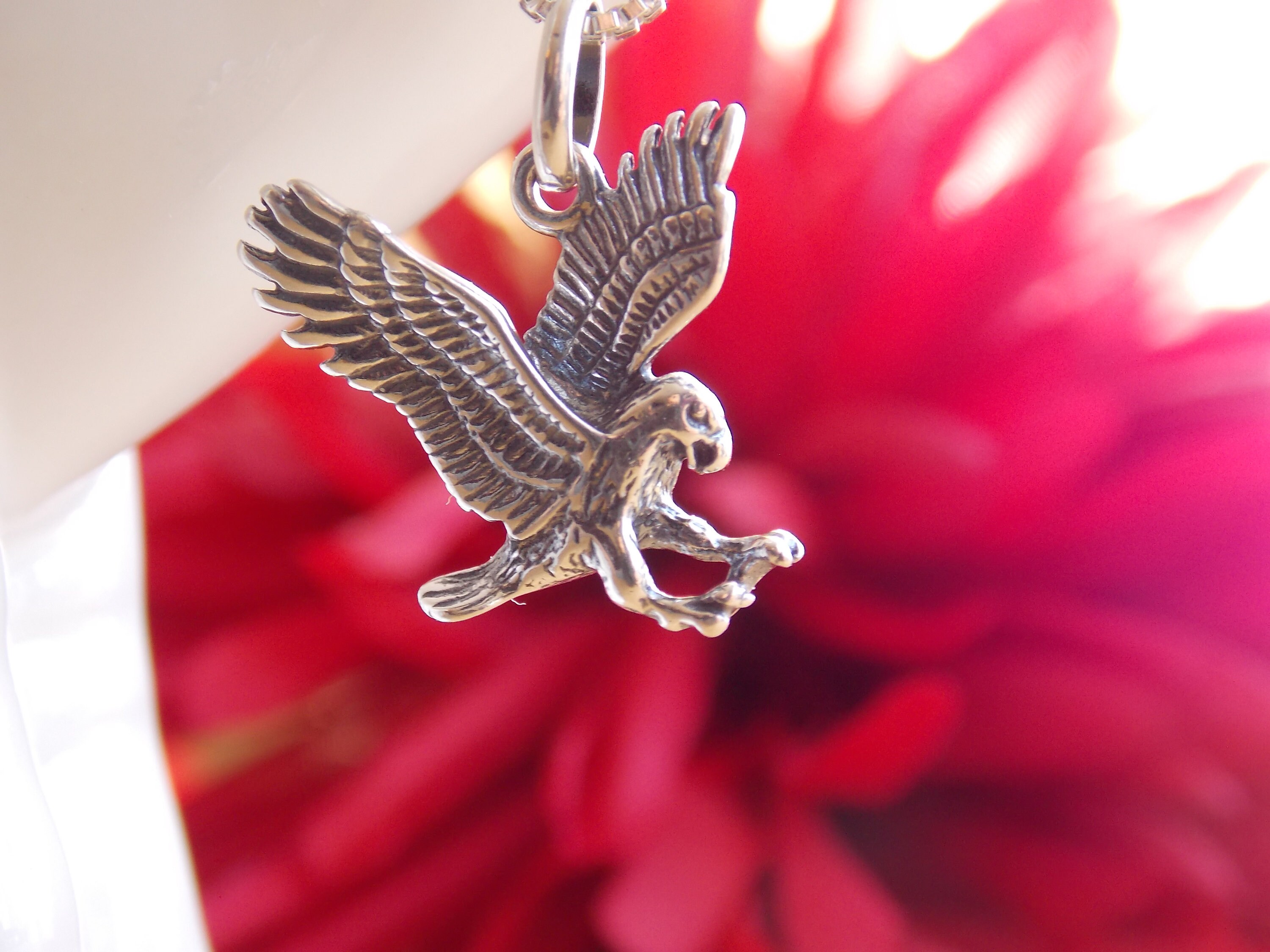 Eagle Necklace Silver Eagle Charm Silver Necklace Eagle Etsy Canada