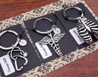 Nurse Gift, Nurse Keychain, Nurse Gifts, Respiratory Therapist Gifts, Gift For Doctor, Nursing Keychain, Lung Cancer, Caduceus Cool keychain