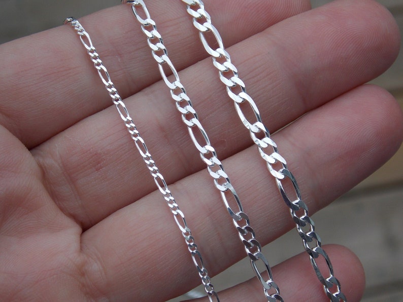Sterling Silver Figaro Chain Figaro Necklace 1.7mm 2.9mm Etsy