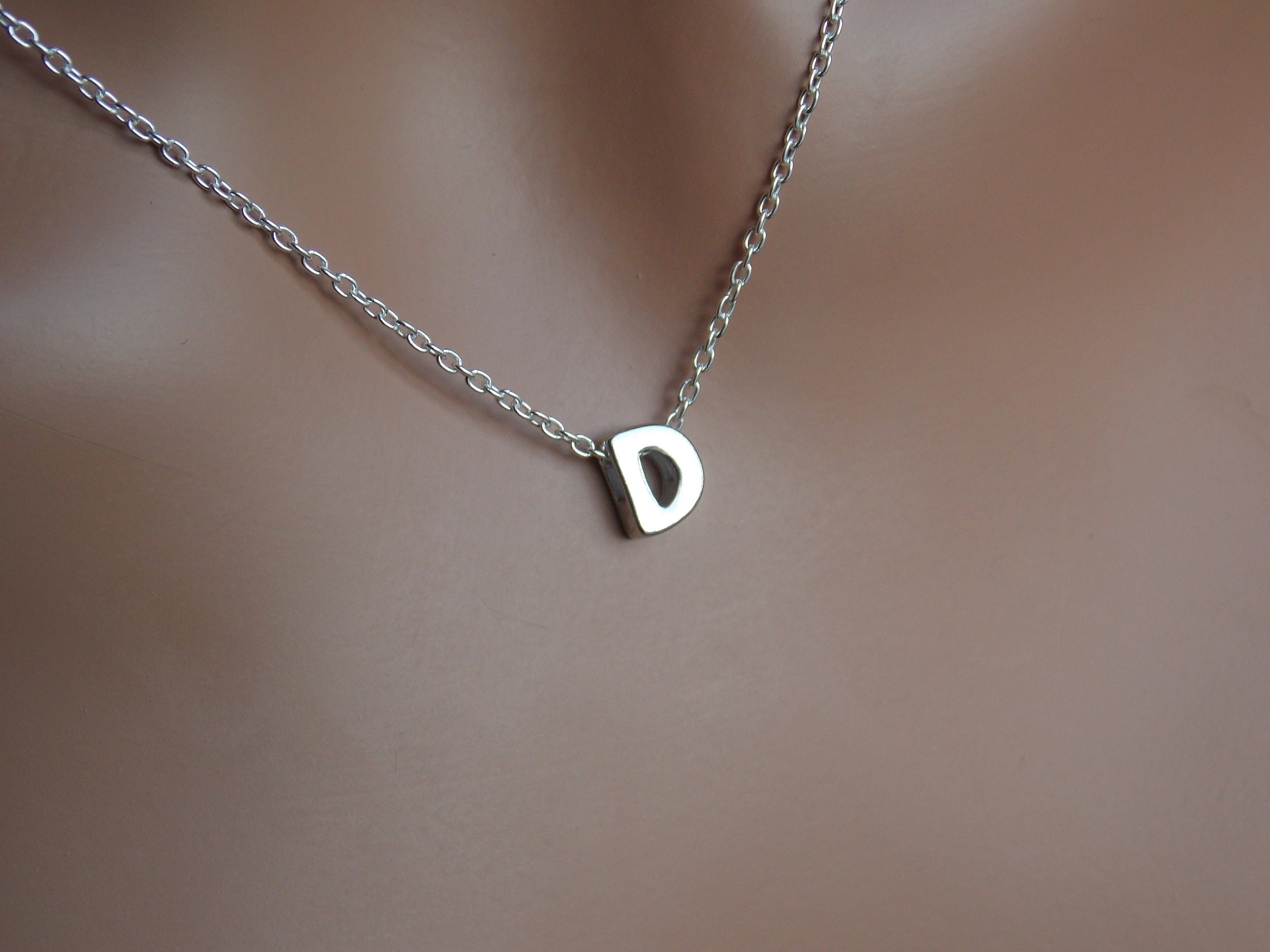 Gift for Her Clear Rhinestone Letter D Rhinestone Letter D Necklace Black Enamel Necklace Initial D Necklace Personalized Necklace