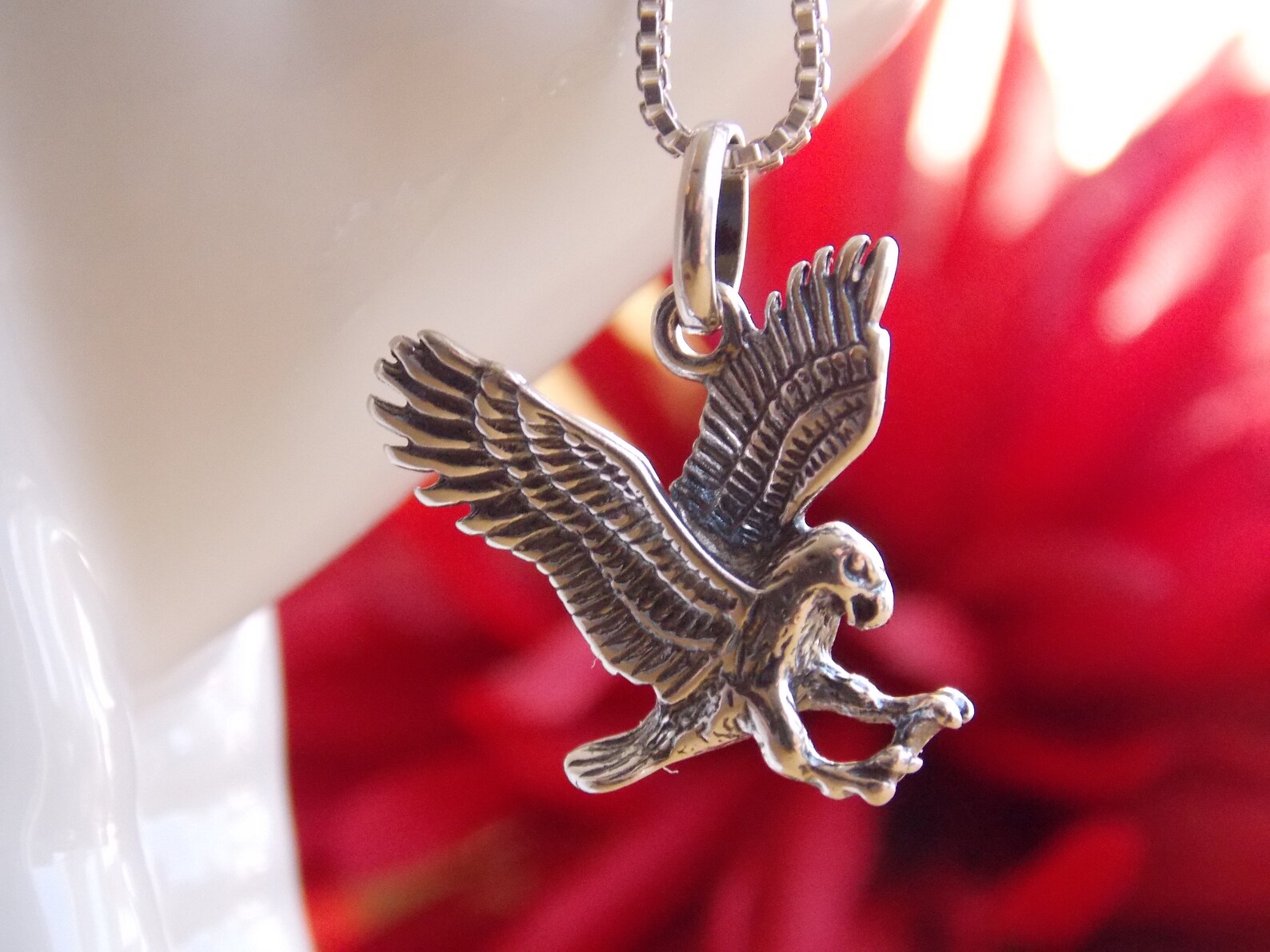 Eagle Necklace Silver Eagle Charm Silver Necklace Eagle Etsy Canada