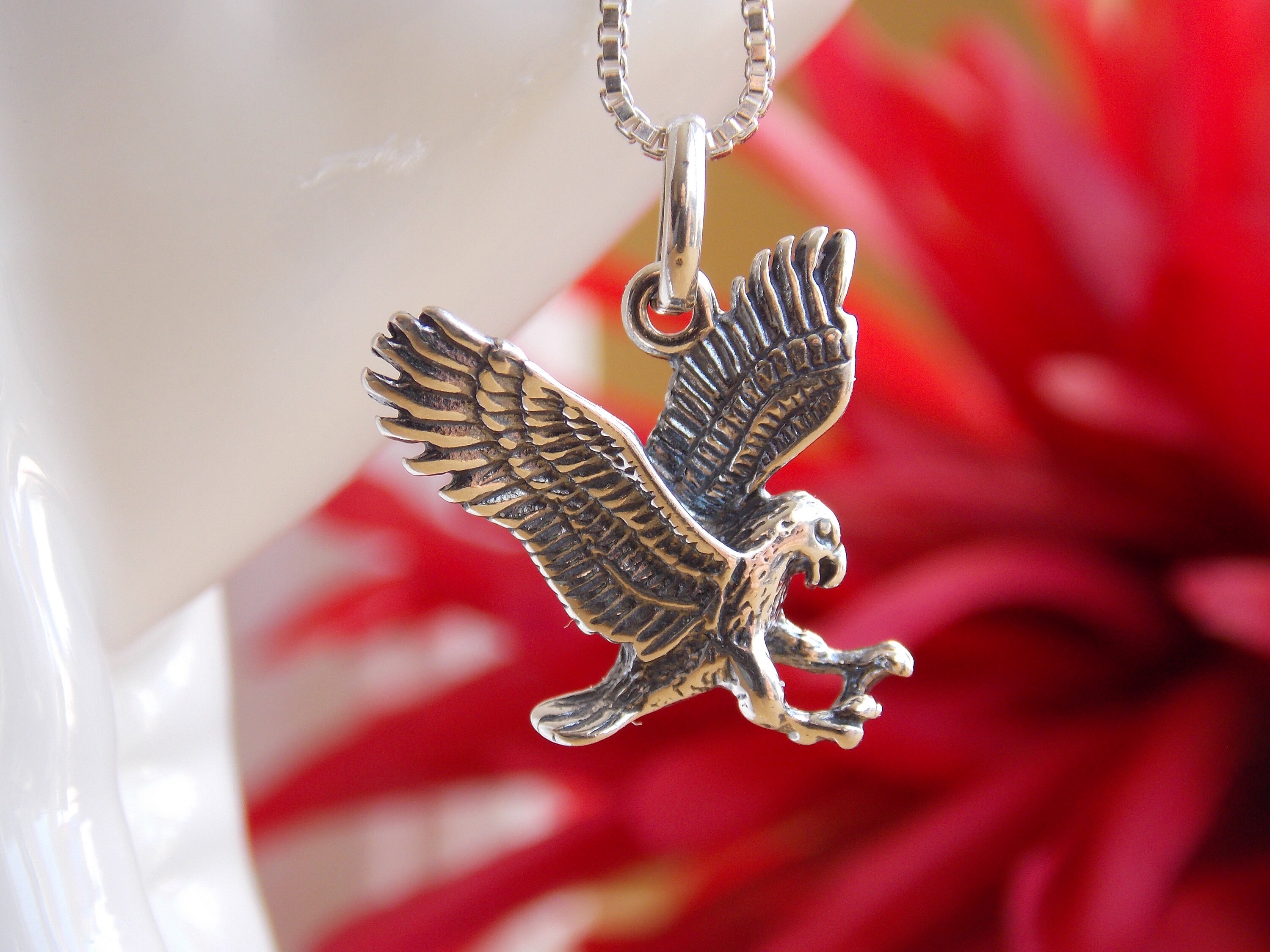 Eagle Necklace Silver Eagle Charm Silver Necklace Eagle Etsy Canada