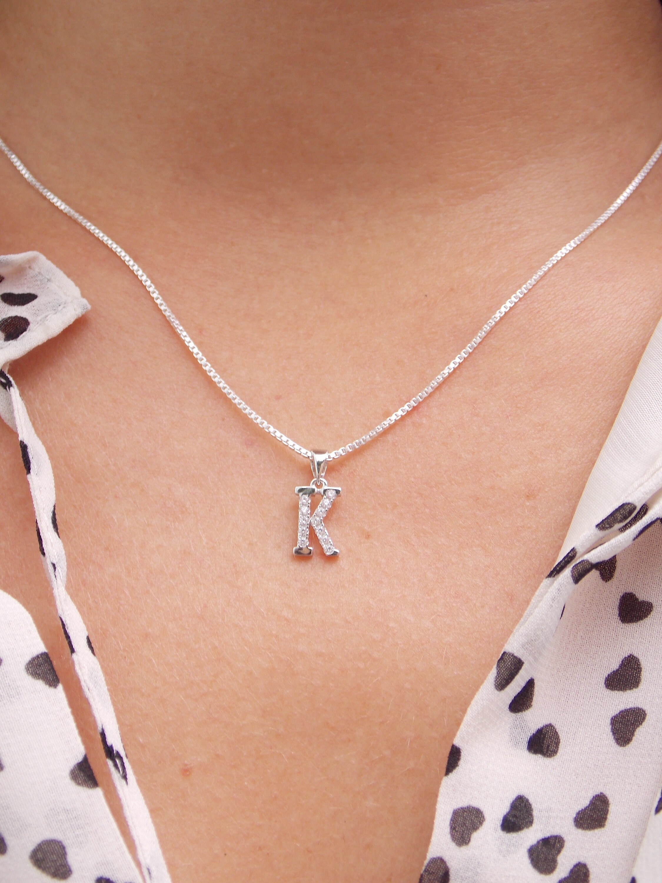 Initial K Necklace Letter K Letter K Necklace Monogram K Etsy