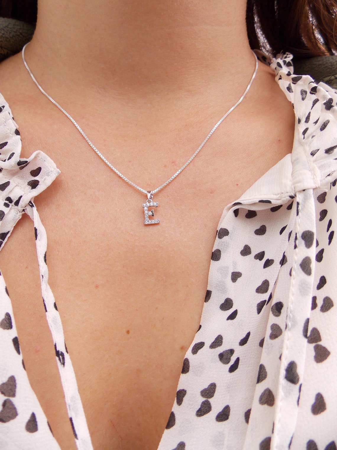 Initial E Necklace Letter E Letter E Necklace Monogram E Etsy