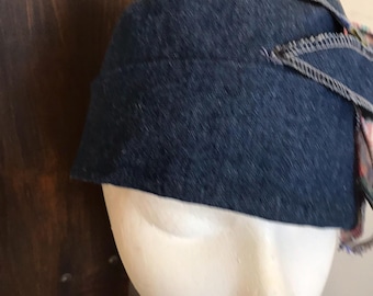 Ladies denim cloche hat