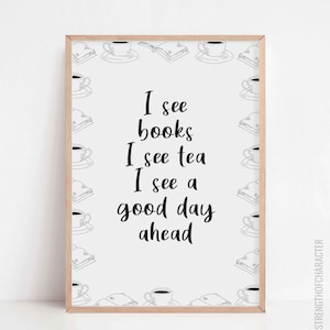 Book lovers, Tea lovers, Bookworm, Relaxation quotes, For a friend, Gift for book lover,Tea-ISB