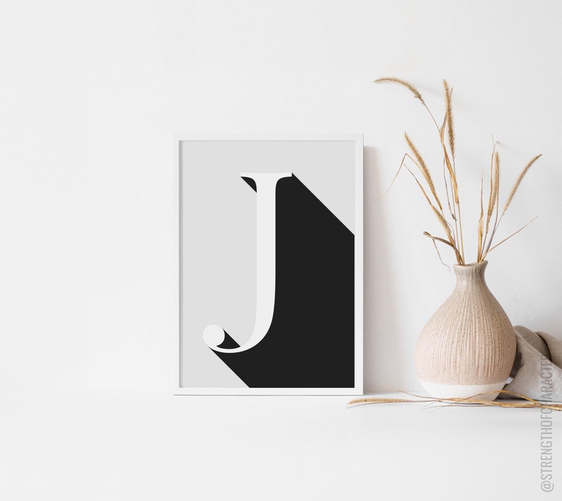 Letter J Print Letter J Wall Decor Letter J Wall Art Letter Etsy
