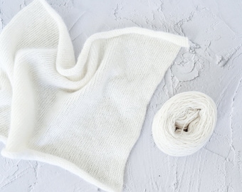 Angora Blend Yarn 50g,  White Angora yarn, Angora knitting wool