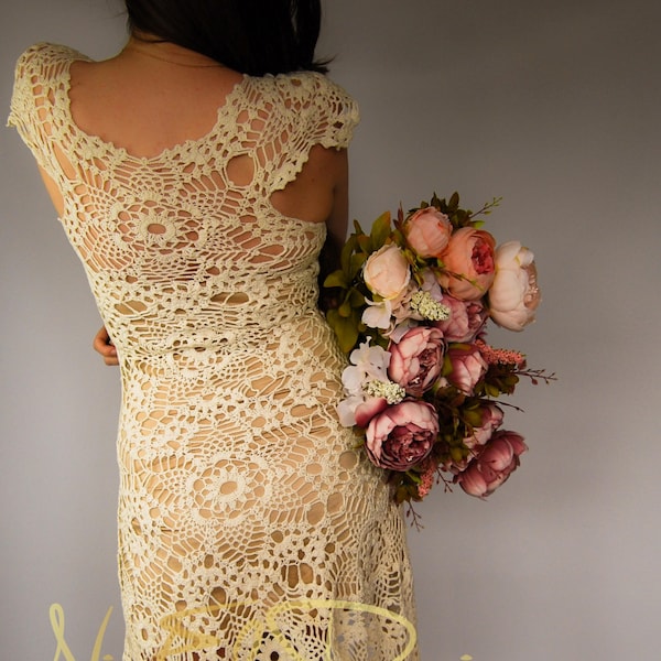 Crochet Wedding Dress Pattern, Tutorial Crochet Pattern, Crochet dress Pattern,Motifs crochet dress, Bohemian crochet dress pattern