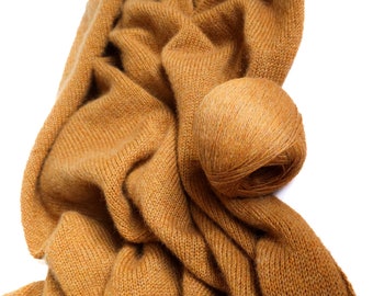 Camel Wool Yarn 100g ball in Ochre Gold, Mustard orange camel wool yarn, Pure wool yarn, Sustainable yarn, Eco-friendly & Ethical Yarn