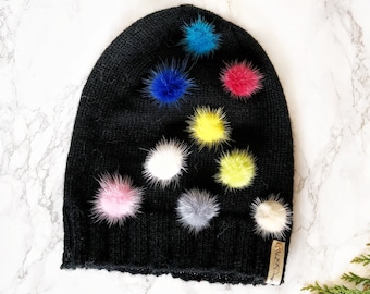 Black slouchy beanie for women, knitted hat, hand knitted slouchy beanie, hand knit winter hat, baggy beanie, chunky beanie
