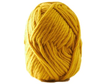 Mustard Merino Wool 100g ball, Super Chunky merino wool yarn, Yellow wool yarn, Sustainable yarn, Eco-friendly and Ethical Yarn