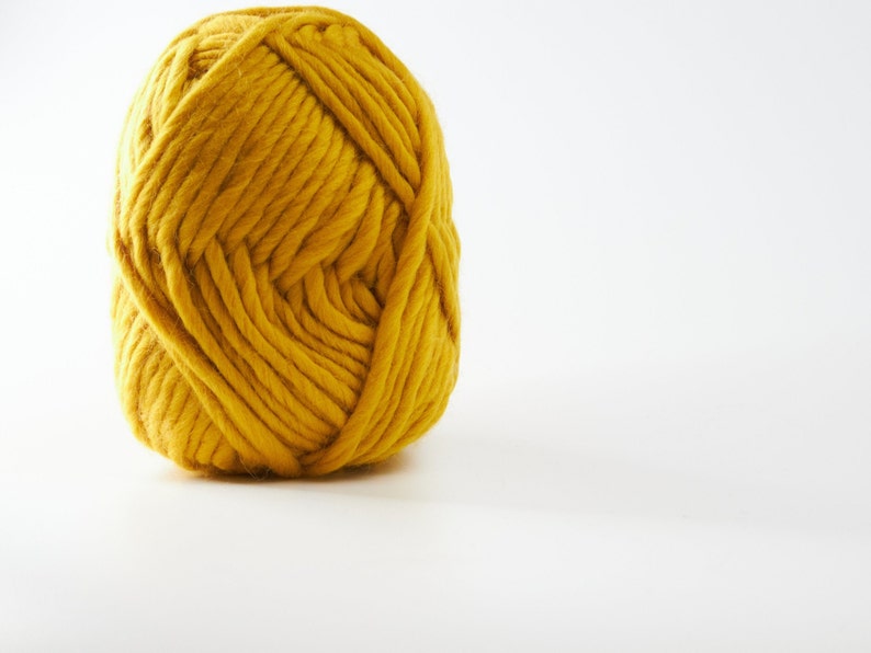 Mustard Merino Wool 100g ball, Super Chunky merino wool yarn, Yellow wool yarn, Sustainable yarn, Eco-friendly and Ethical Yarn image 4