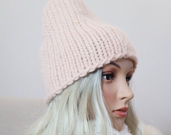 Slouch beanie hat, Slouchy knit beanie, Hand knit hat, Ethical and Cruelty free, Sustainable fashion, Unique knit hat, Personalized hat