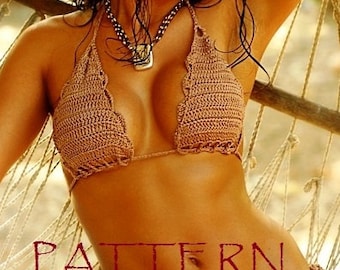 Crochet Bikini Top PATTERN,  Bikini top pattern, Crochet festival halter top tutorial