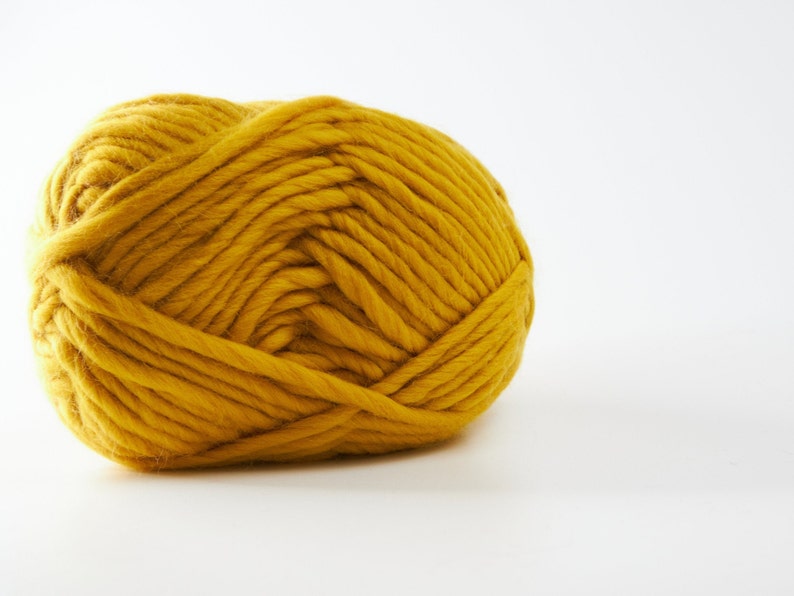 Mustard Merino Wool 100g ball, Super Chunky merino wool yarn, Yellow wool yarn, Sustainable yarn, Eco-friendly and Ethical Yarn image 5