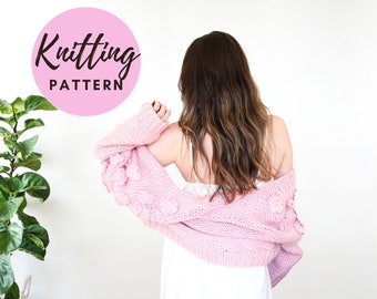 Womens Cardigan Knitting Pattern, Crop Cardigan Pattern, Knitting pattern for women, Tutorial for beginners, Cropped cardigan