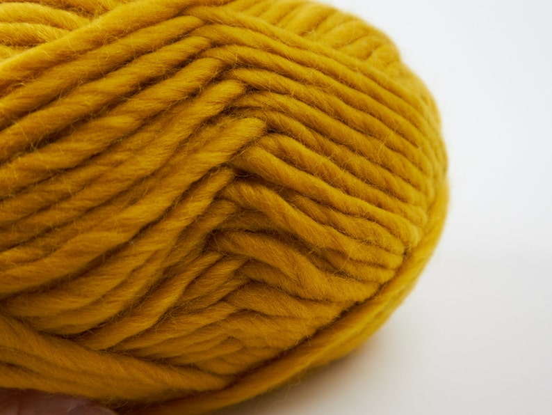 Mustard Merino Wool 100g ball, Super Chunky merino wool yarn, Yellow wool yarn, Sustainable yarn, Eco-friendly and Ethical Yarn image 6