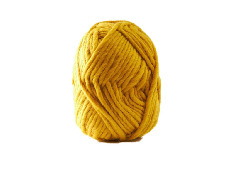 Mustard Merino Wool 100g ball, Super Chunky merino wool yarn, Yellow wool yarn, Sustainable yarn, Eco-friendly and Ethical Yarn image 1