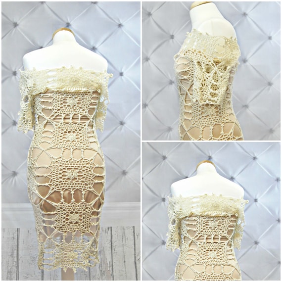 Off-the-shoulder Crochet Wedding Dress Pattern, Crochet Pattern for women,  Cold shoulder Bohemian Crochet dress, Wedding gown tutorial