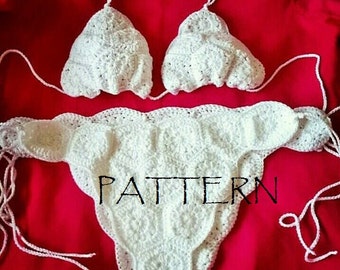 Patrón bikini a crochet, Descarga instantánea PDF Patrón conjunto bikini brasileño, Tutorial bikini blanco a crochet, Traje de baño