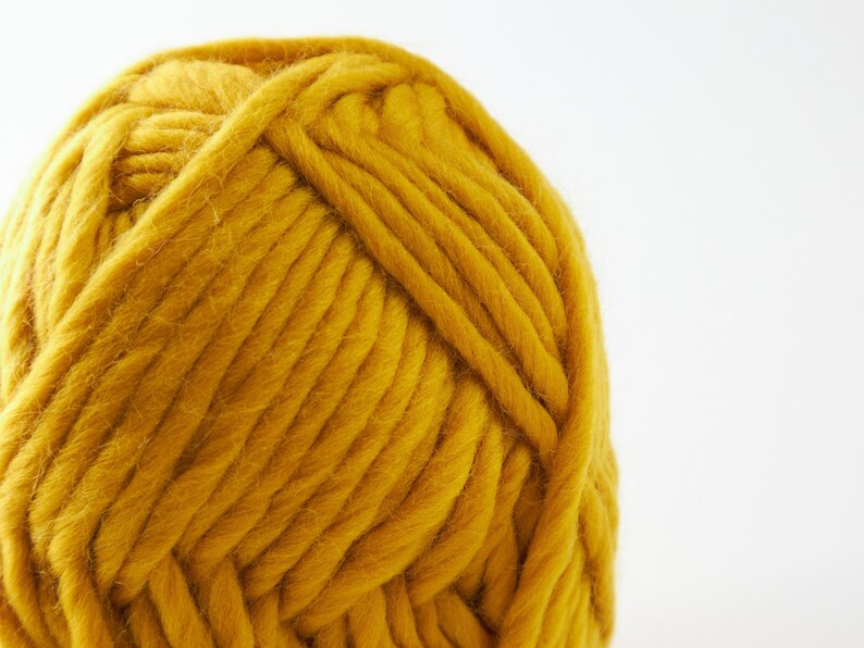 Mustard Merino Wool 100g ball, Super Chunky merino wool yarn, Yellow wool yarn, Sustainable yarn, Eco-friendly and Ethical Yarn image 3