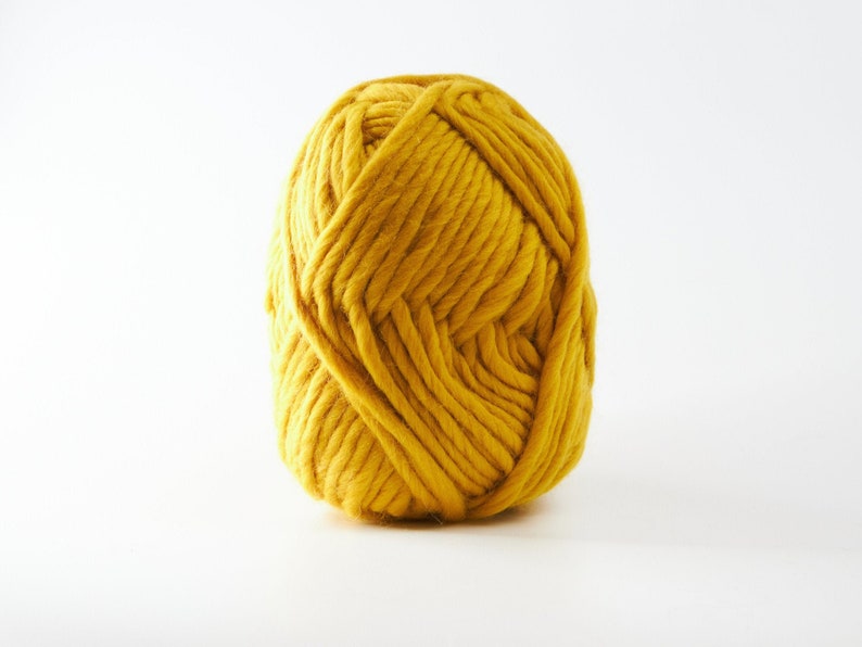 Mustard Merino Wool 100g ball, Super Chunky merino wool yarn, Yellow wool yarn, Sustainable yarn, Eco-friendly and Ethical Yarn image 2