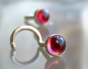 Garnet nose stud sterling silver nose stud silver nose stud gemstone nose stud gift for her January birthstone body jewelry