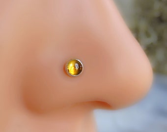 TEJ638 L Shape Nose Stud,Citrine Nose Piercing,Gold Nose Piercing,Diamond Nose Stud,Flower Nose Stud,CZ Simulated Diamond Nose Stud,Cubic Zirconia Thanksgiving Nose Stud,Sterling Silver Nose Stud