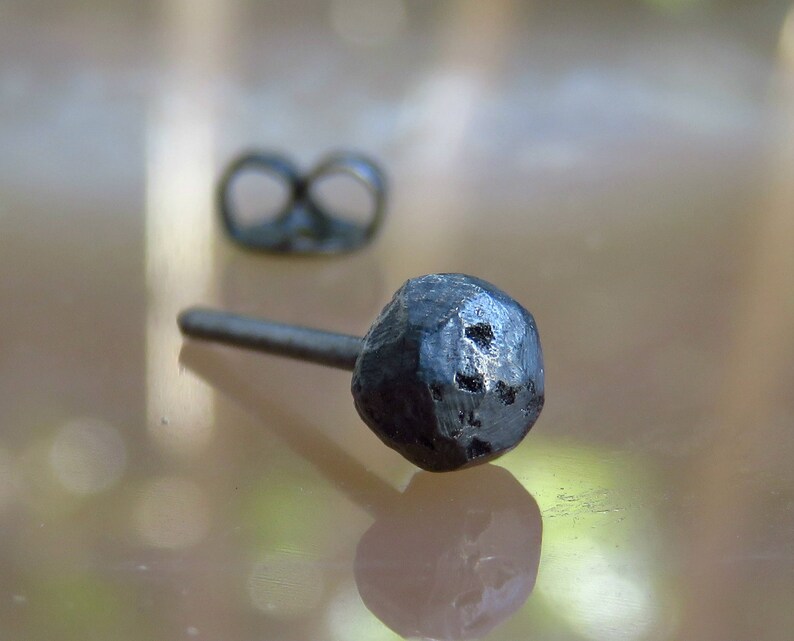 Oxidized Silver Stud Earrings Black Studs Earrings Etsy