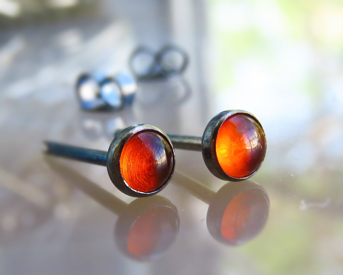 Genuine amber stud earrings / Sterling Silver amber studs / Etsy