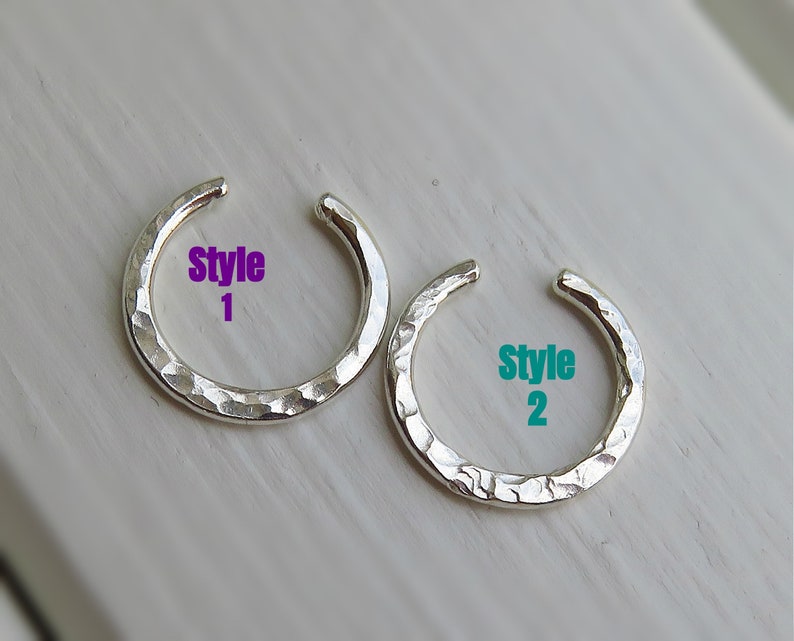 FAKE SEPTUM RING Hammered Silver Clip on septum ring