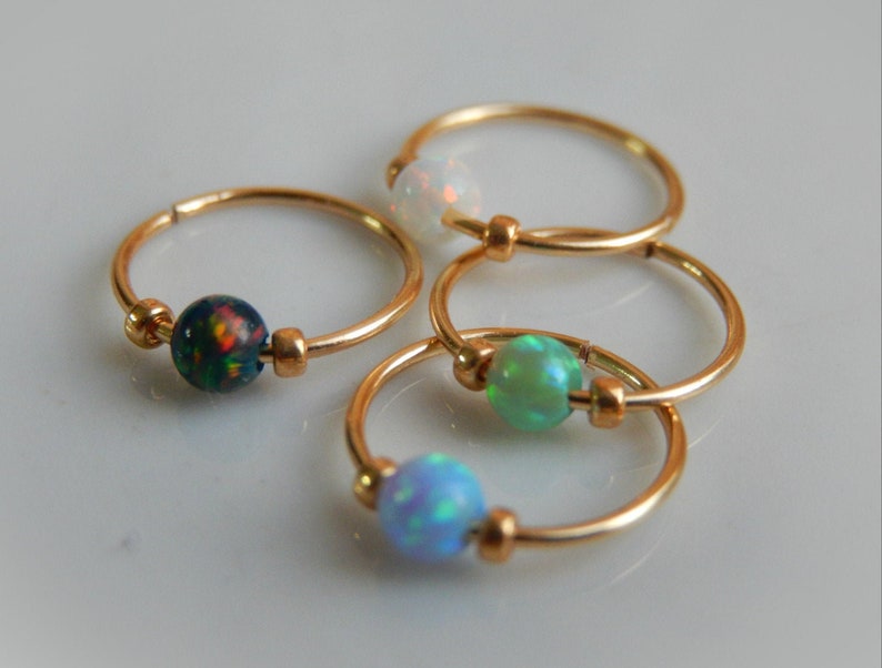 Opal nose hoop - Opal septum ring - Opal tragus hoop - Opal cartilage earrings - Opal helix hoop 