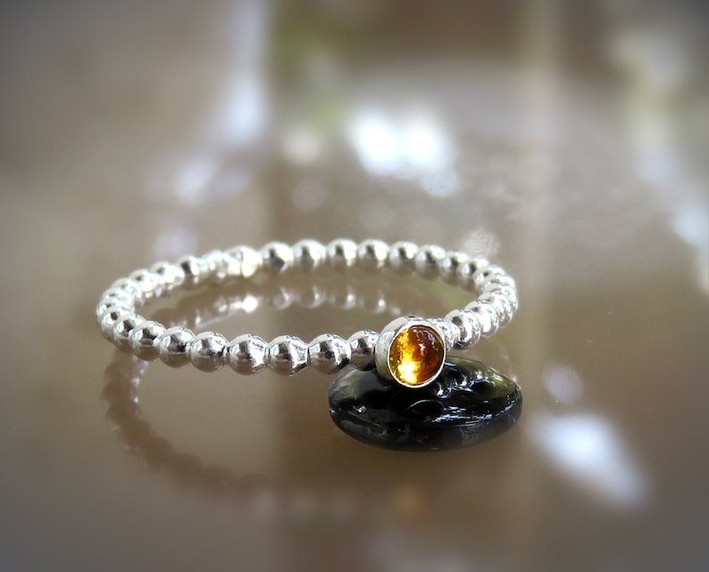 Yellow Gemstone RIng for Women birthstone ring for women Natural Citrine Ring in Oxidized Silver 925