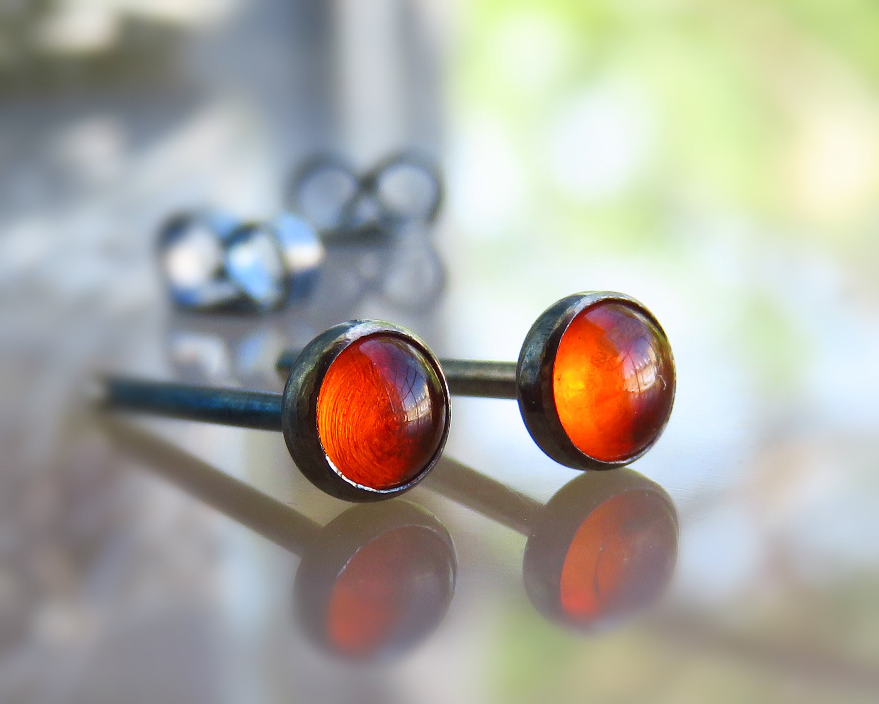 Genuine amber stud earrings / Sterling Silver amber studs / Etsy